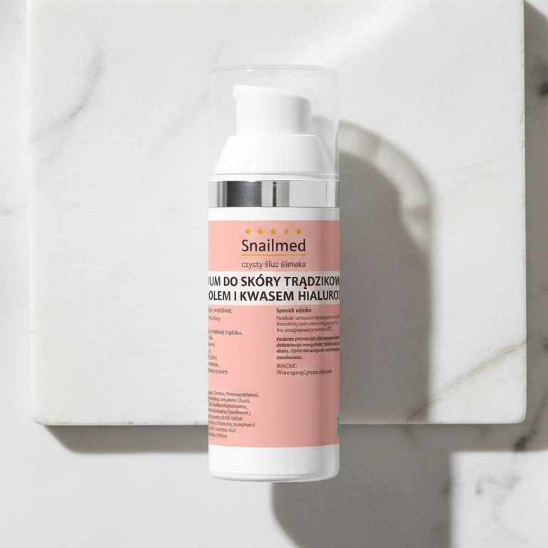 Przeciwtrądzikowe Serum z naturalnym śluzem ślimaka, totarolem oraz kwasem hialuronowym