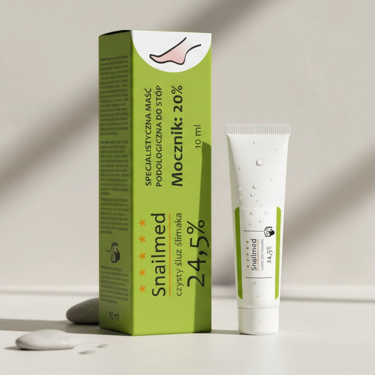 Głęboko nawilżająca Maść podologiczna do stóp z naturalnym śluzem ślimaka, mocznikiem, olejkiem awokado, masłem shea oraz z witaminą E, <b>10ml</b>