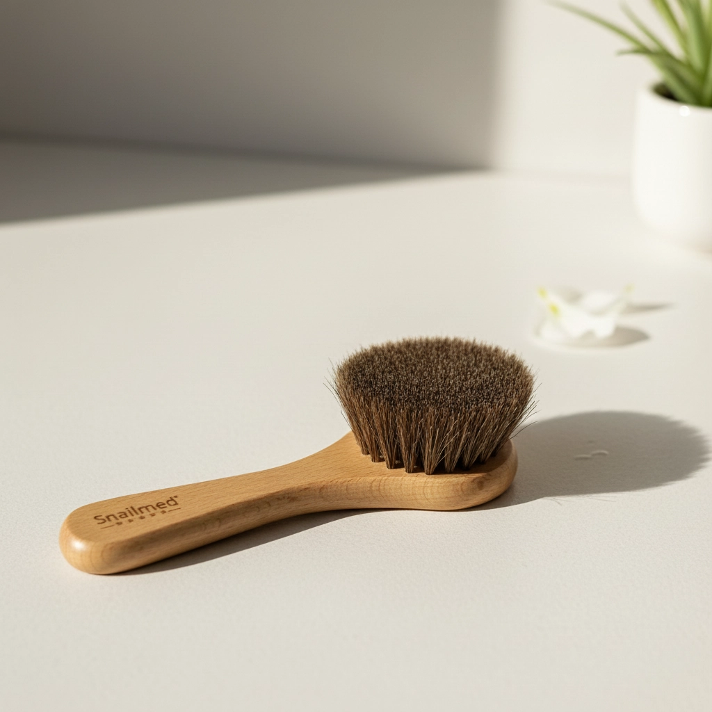 Naturalna Szczotka do Twarzy z Włosiem Końskim i Ręcznie Robioną Rączką z Bukowego Drewna - obrazek 2