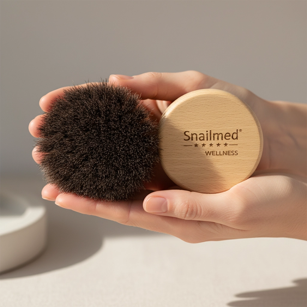 Profesjonalna Szczotka do Skóry Twarzy z Naturalnego Włosia Końskiego i Oprawką z Drewna Bukowego - obrazek 2