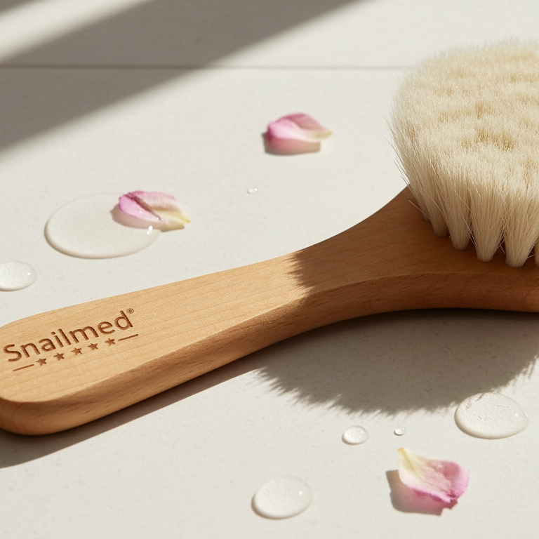 Naturalna Szczotka do Masażu Twarzy z Włosia Koziego i Oprawką z Drewna Bukowego