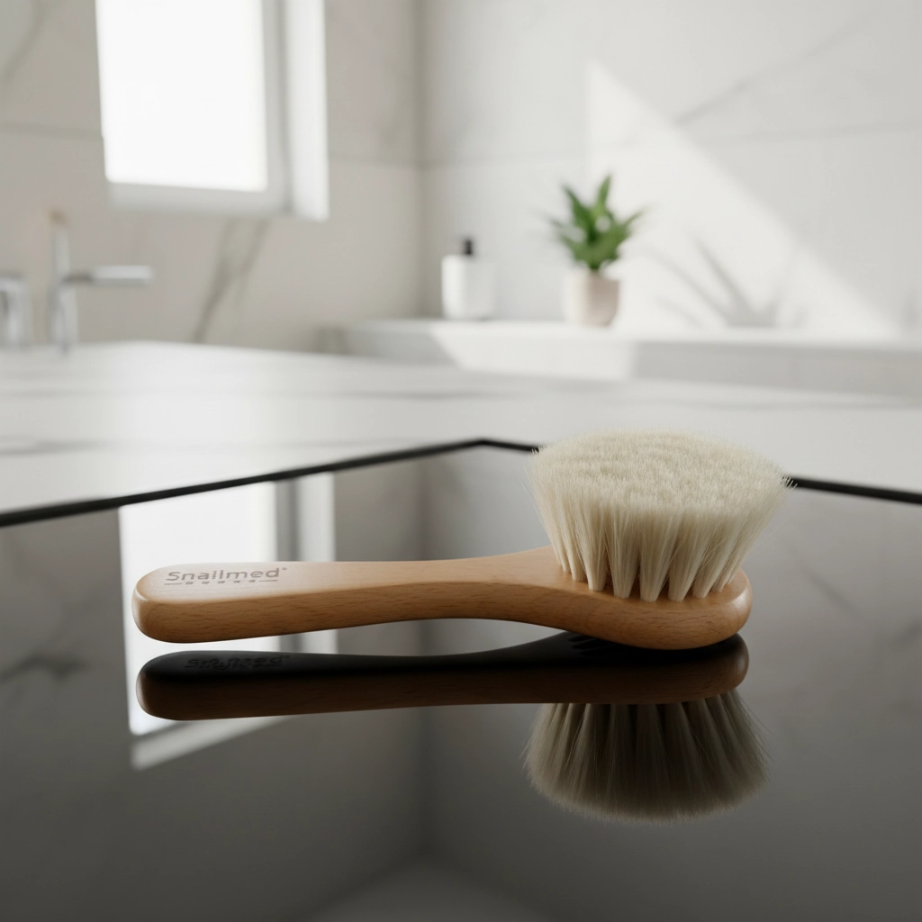 Naturalna Szczotka do Masażu Twarzy z Włosia Koziego i Oprawką z Drewna Bukowego - obrazek 4