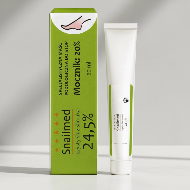 Głęboko nawilżająca Maść podologiczna do stóp z naturalnym śluzem ślimaka, mocznikiem, olejkiem awokado, masłem shea oraz z witaminą E, <b>20ml</b> - obrazek 4