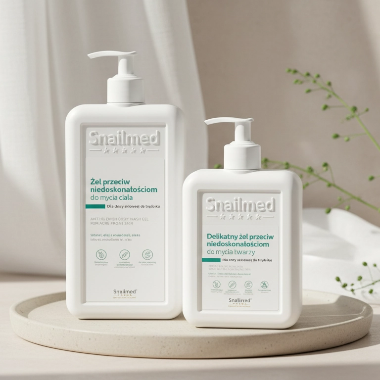 Zestaw dermokosmetycznych żeli przeciw niedoskonałościom do mycia ciała oraz twarzy dla skóry skłonnej do trądziku