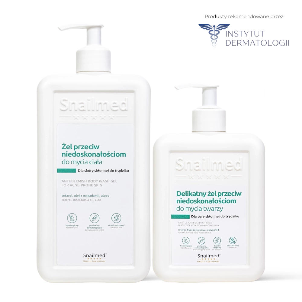 Zestaw dermokosmetycznych żeli przeciw niedoskonałościom do mycia ciała oraz twarzy dla skóry skłonnej do trądziku - obrazek 2